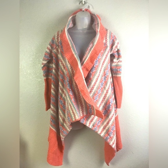 Sundance Folkloric Fair Isle Lambswool Blend Waterfall Cardigan Sweater Size M - Picture 1 of 8